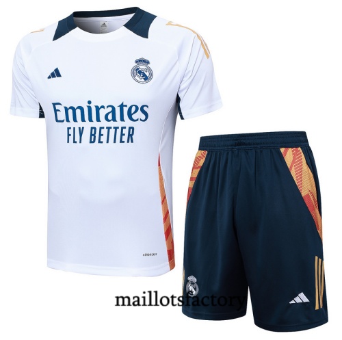 Soldes Maillot d'entrainement Kit Real Madrid + Shorts 2024/25 Blanc