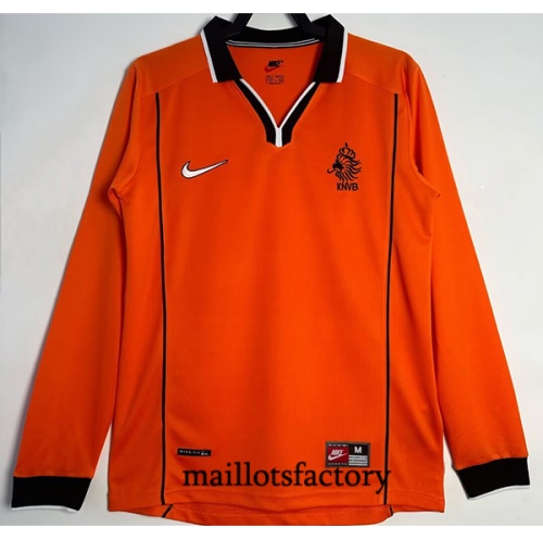 Soldes Maillot du Retro Pays-Bas 1998 Domicile Manche Longue