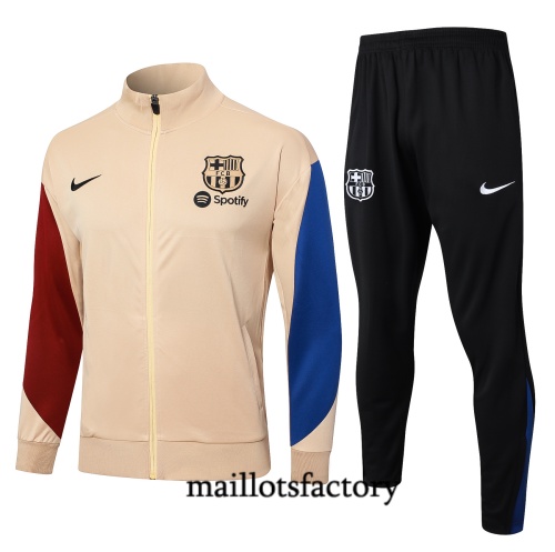 Nouveau Veste Survetement Enfant Barcelone 2024/25 Jaune terreux