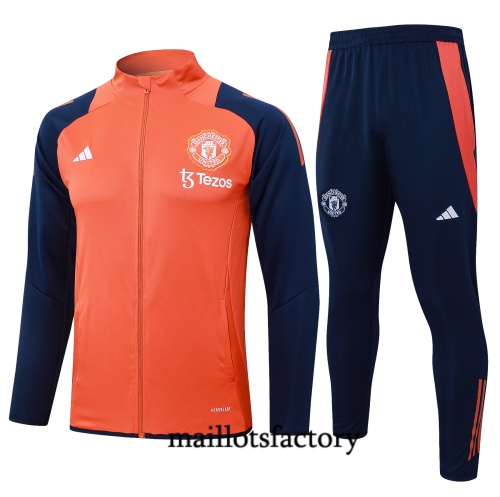 Achat Veste Survetement Enfant Manchester United 2024/25 Orange