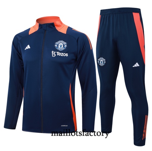 Soldes Veste Survetement Enfant Manchester United 2024/25 Bleu marine