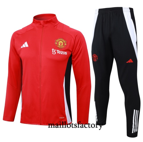 Grossiste Veste Survetement Enfant Manchester United 2024/25 rouge