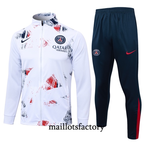 Soldes Veste Survetement Enfant Paris PSG 2024/25 Blanc