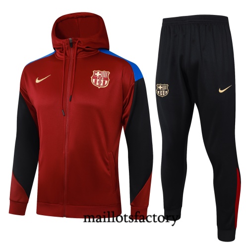 Prix Veste Survetement Barcelone à Capuche 2024/25 rouge bordeaux