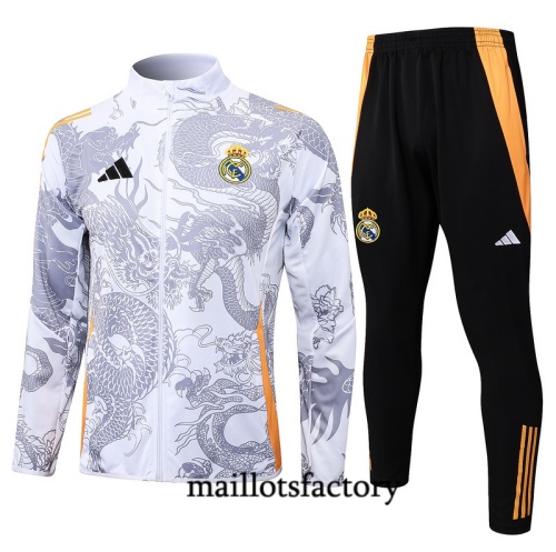 Soldes Veste Survetement Real Madrid 2024/25 Blanc