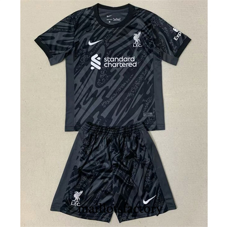 Maillotsfactory 3198 Maillot du Liverpool Enfant 2024/25 maillot Gardien de but Gris/Noir