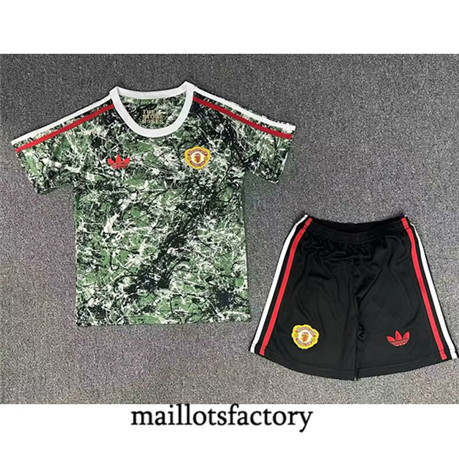 Maillotsfactory 3192 Maillot du Manchester United Enfant 2024/25 co-signé Vert/Gris