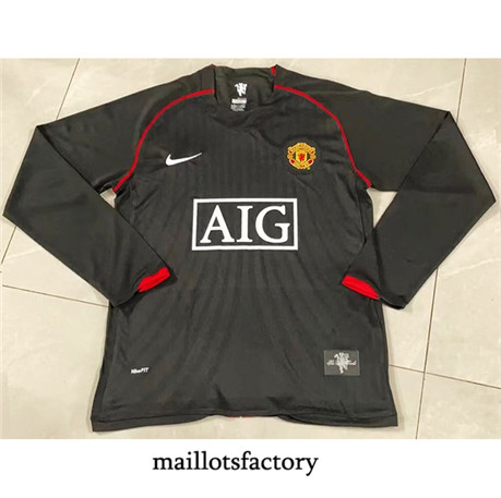 Maillotsfactory 3655 Maillot du Retro Manchester United Manche Longue Noir 2007-08