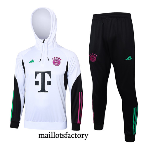 Maillotsfactory 3747 Survetement Bayern Munich à capuche 2024/25 Blanc