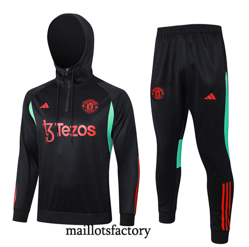 Maillotsfactory 3819 Survetement Manchester United à capuche 2024/25 noir