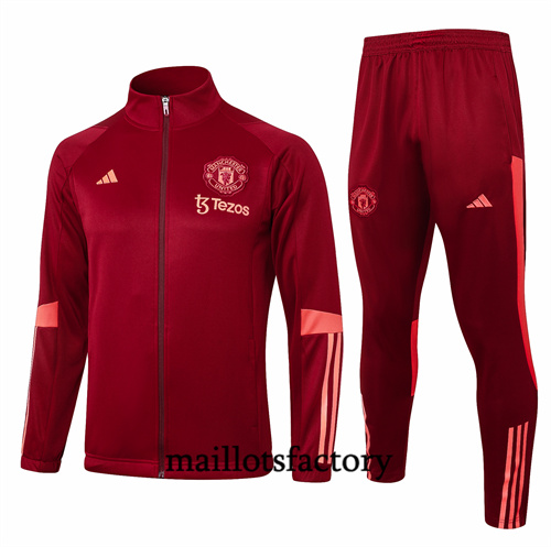 Veste Survetement Manchester United 2024/25 rouge bordeaux factory O5102