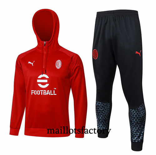 Survetement AC Milan à Capuche 2024/25 rouge factory O5106