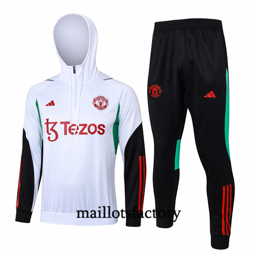 Survetement Enfant Manchester United à capuche 2024/25 Blanc factory O5171