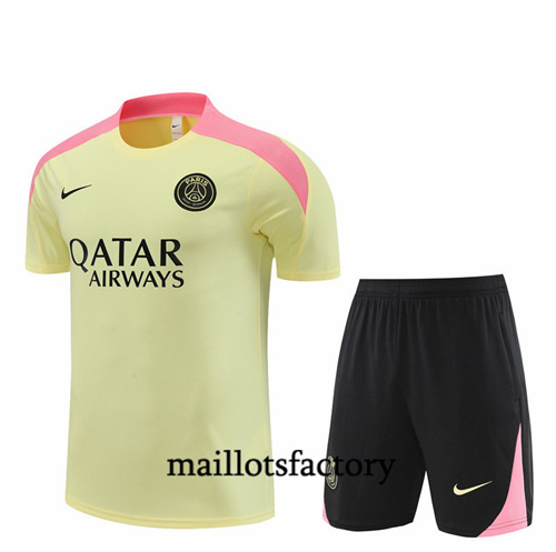 Maillot Entrainement du Paris PSG Enfant + Shorts 2024/25 jaune clair factory O5214