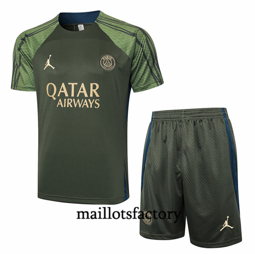 Maillot Entrainement du Paris PSG + Shorts 2024/25 vert foncé factory O5216