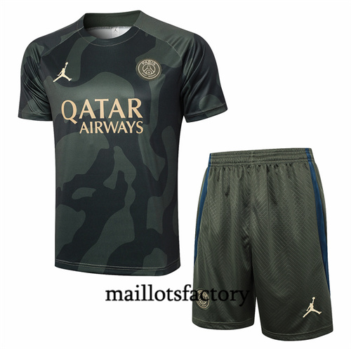 Maillot Entrainement du Paris PSG + Shorts 2024/25 vert foncé factory O5217