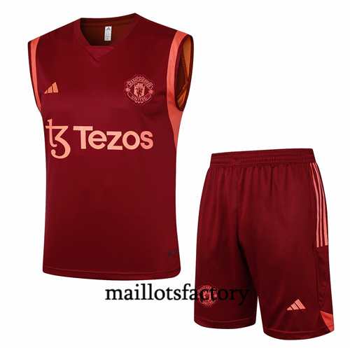 Maillot Entrainement du Manchester United Debardeur 2024/25 rouge bordeaux factory O5238