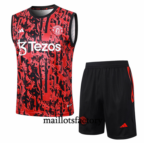 Maillot Entrainement du Manchester United Debardeur 2024/25 rouge factory O5239