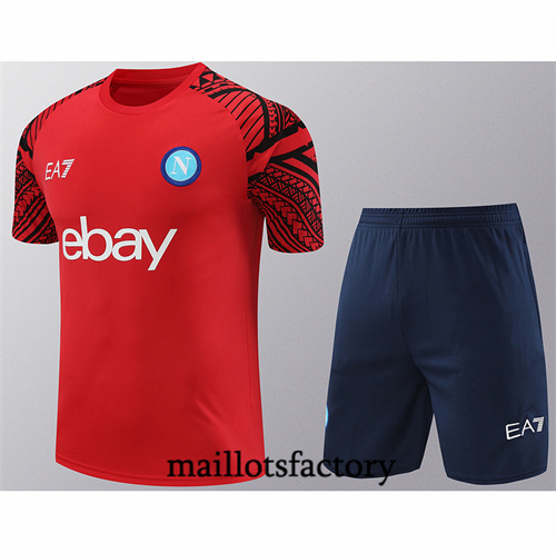 Maillot Entrainement du Naples + Shorts 2024/25 rouge factory O5270