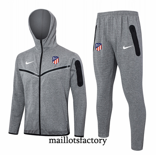 Soldes Veste Survetement Atletico Madrid à Capuche2024/25 Gris