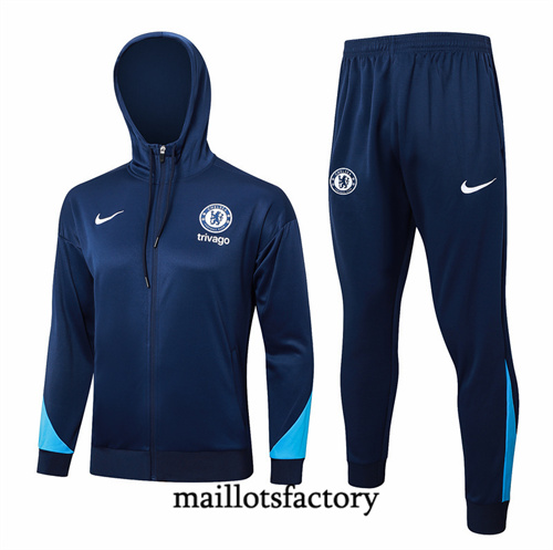 Site Veste Survetement Chelsea à Capuche2024/25 Bleu Marine