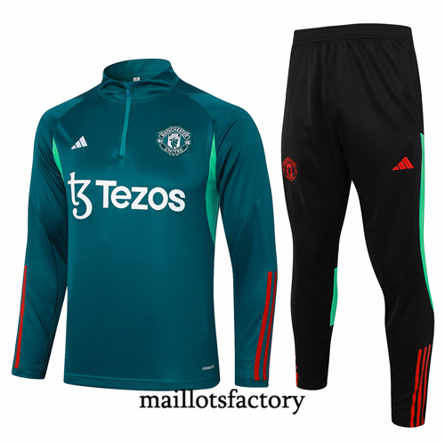 Soldes Survetement Enfant Manchester United 2024/25 Vert