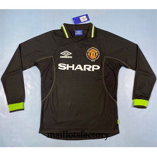 Soldes Maillot du Retro Manchester United 1998-99 Exterieur Manche Longue