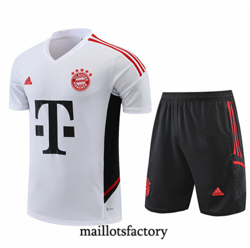 Maillots factory 23318 Kit d'entrainement Maillot du Bayern Munich + Short 2022/23 Blanc Pas Cher Fiable