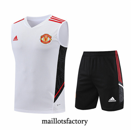 Maillots factory 23364 Kit d'entrainement Maillot du Manchester United Debardeur 2022/23 Blanc Pas Cher Fiable