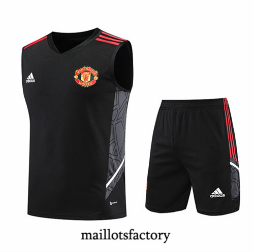 Maillots factory 23365 Kit d'entrainement Maillot du Manchester United Debardeur 2022/23 Noir Pas Cher Fiable