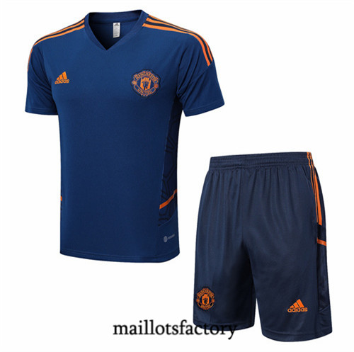 Maillots factory 23366 Kit d'entrainement Maillot du Manchester United + Short 2022/23 Bleu Pas Cher Fiable