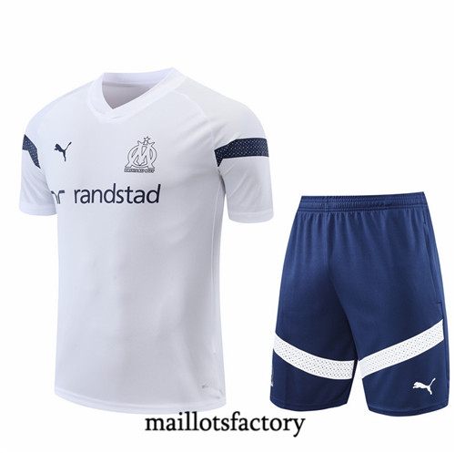 Maillots factory 23331 Kit d'entrainement Maillot du Marseille + Short 2022/23 Blanc Pas Cher Fiable