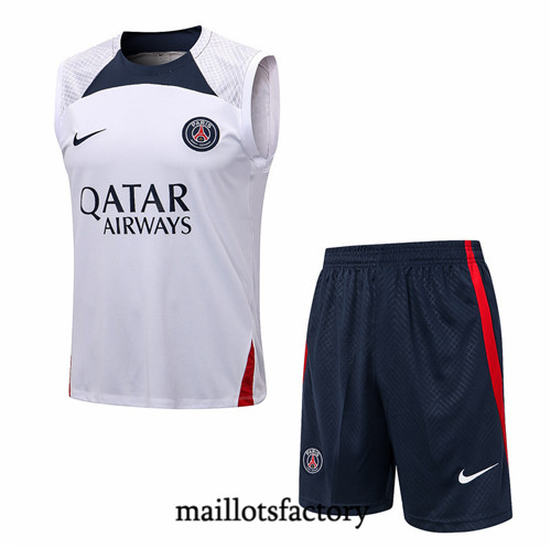 Maillots factory 23335 Kit d'entrainement Maillot du Paris PSG Debardeur 2022/23 Blanc Pas Cher Fiable