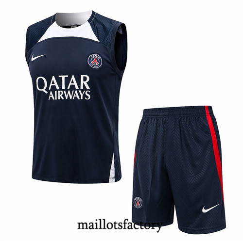 Maillots factory 23337 Kit d'entrainement Maillot du Paris PSG Debardeur 2022/23 Bleu Pas Cher Fiable