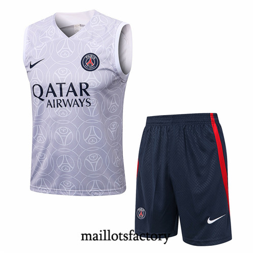 Maillots factory 23338 Kit d'entrainement Maillot du Paris PSG Debardeur 2022/23 Gris Pas Cher Fiable