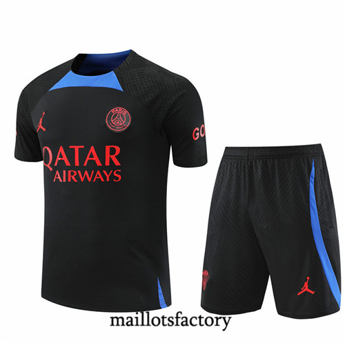 Maillots factory 23345 Kit d'entrainement Maillot du Paris PSG + Short 2022/23 Noir Pas Cher Fiable