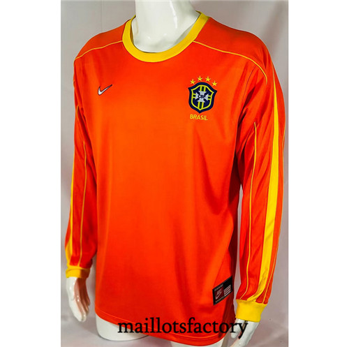 Maillots factory 23596 Maillot du Retro Brésil 1998 Gardien De But Manche Longue Vert Pas Cher Fiable