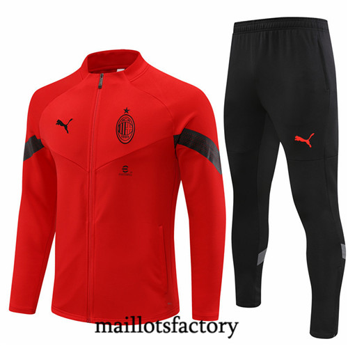 Maillots factory 23151 Veste Survetement du foot AC Milan 2022/23 Rouge Pas Cher Fiable