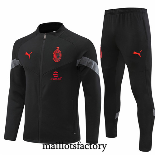 Maillots factory 23153 Veste Survetement du foot AC Milan 2022/23 Noir Pas Cher Fiable