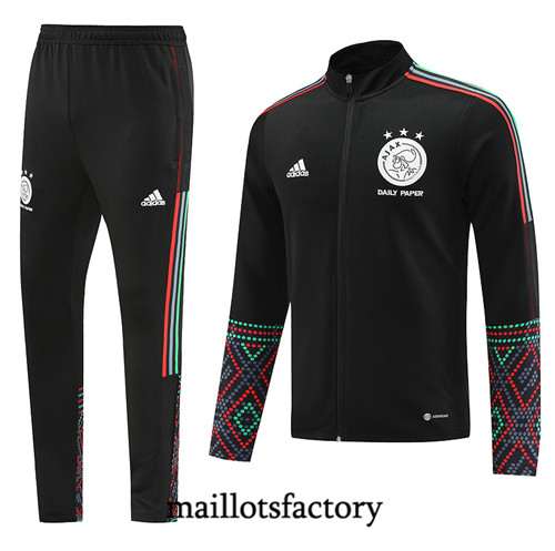 Achat Maillot du Veste Survetement AFC Ajax 2022/23 noir fac tory s0497