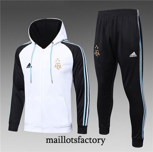 Achat Maillot du Veste Survetement Argentine 2022/23 à capuche Blanc fac tory s0586