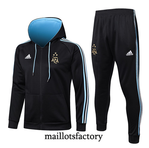 Achat Maillot du Veste Survetement Argentine 2022/23 à capuche noir fac tory s0587