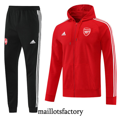 Achat Maillot du Veste Survetement Arsenal 2022/23 à capuche rouge fac tory s0642