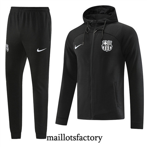 Achat Maillot du Veste Survetement Barcelone 2022/23 à capuche noir fac tory s0532