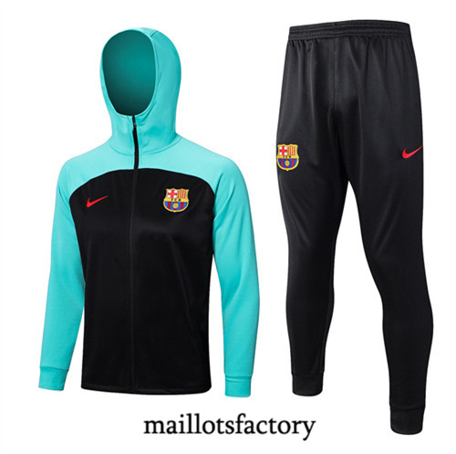 Achat Maillot du Veste Survetement Barcelone 2022/23 à capuche noir fac tory s0534