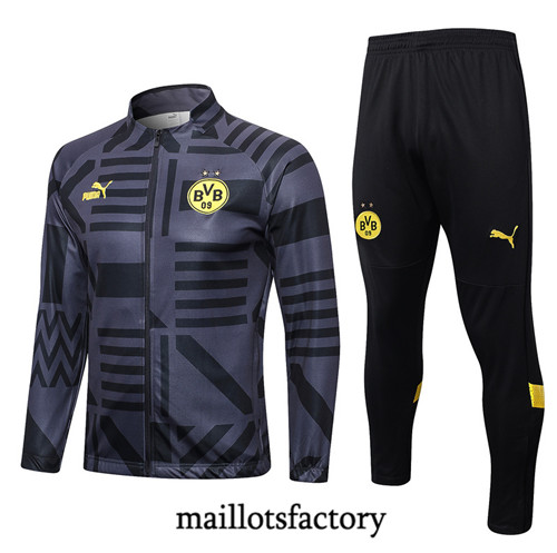 Achat Maillot du Veste Survetement Borussia Dortmund 2022/23 noir fac tory s0526