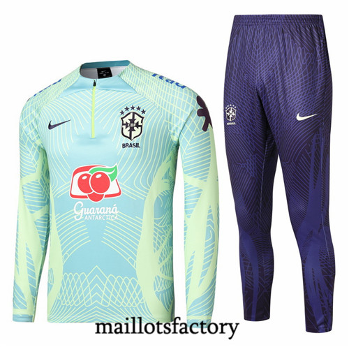 Maillots factory 23085 Survetement du foot Bresil 2022/23 Bleu Pas Cher Fiable