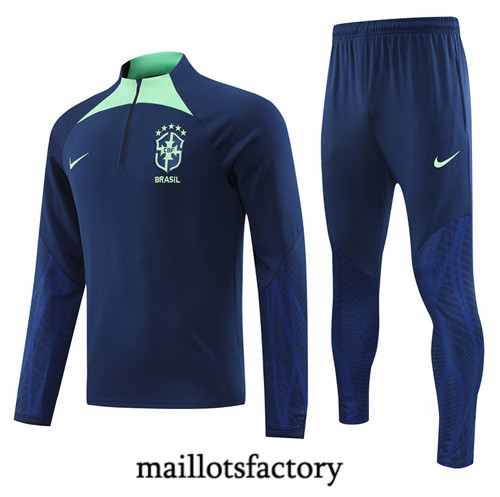 Maillots factory 23088 Survetement du foot Bresil 2022/23 Bleu Pas Cher Fiable