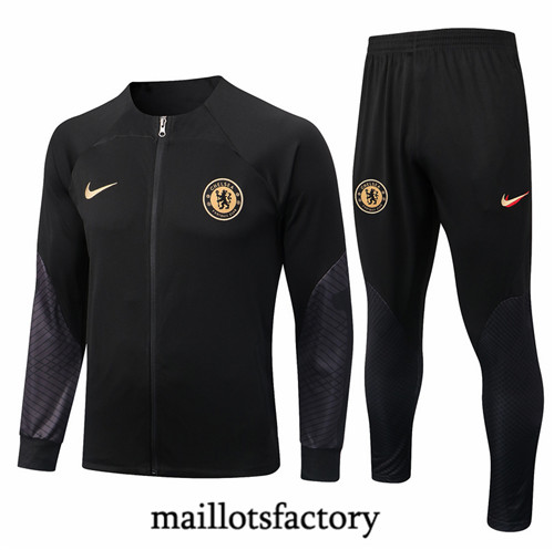 Maillots factory 23121 Veste Survetement du foot Chelsea 2022/23 Noir Pas Cher Fiable