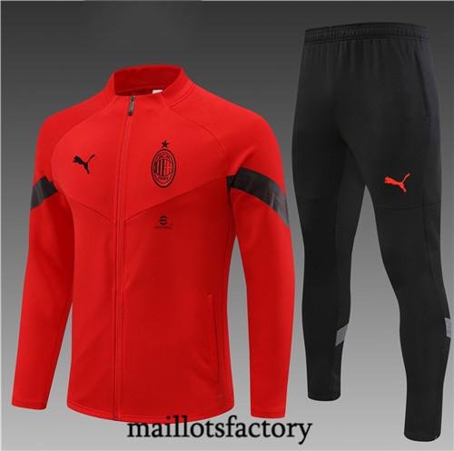 Maillots factory 23292 Veste Survetement Enfant du foot AC Milan 2022/23 Rouge Pas Cher Fiable